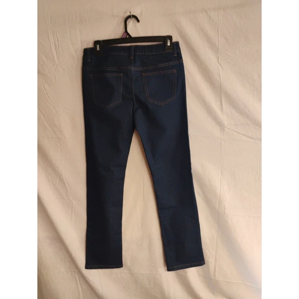 Wonder Nation Size 14 Girls Adjustable Dark Blue Denim Jeans Straight Leg